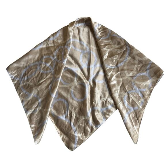 Hedgren Circle Print Silk Square Scarf Tan - Picture 1 of 7